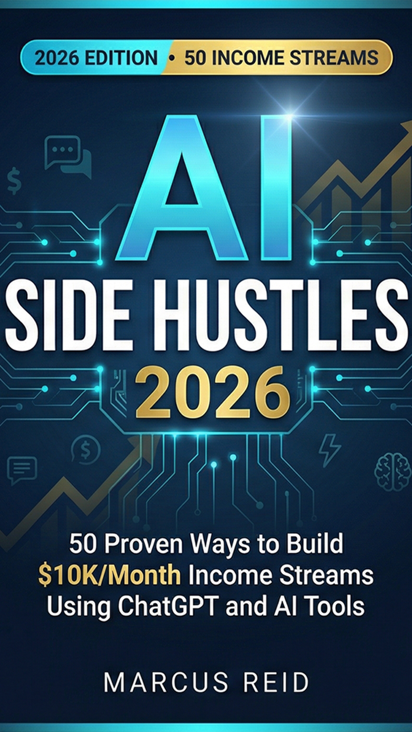 AI Side Hustles 2026 by Marcus Reid - 50 proven AI income streams book cover